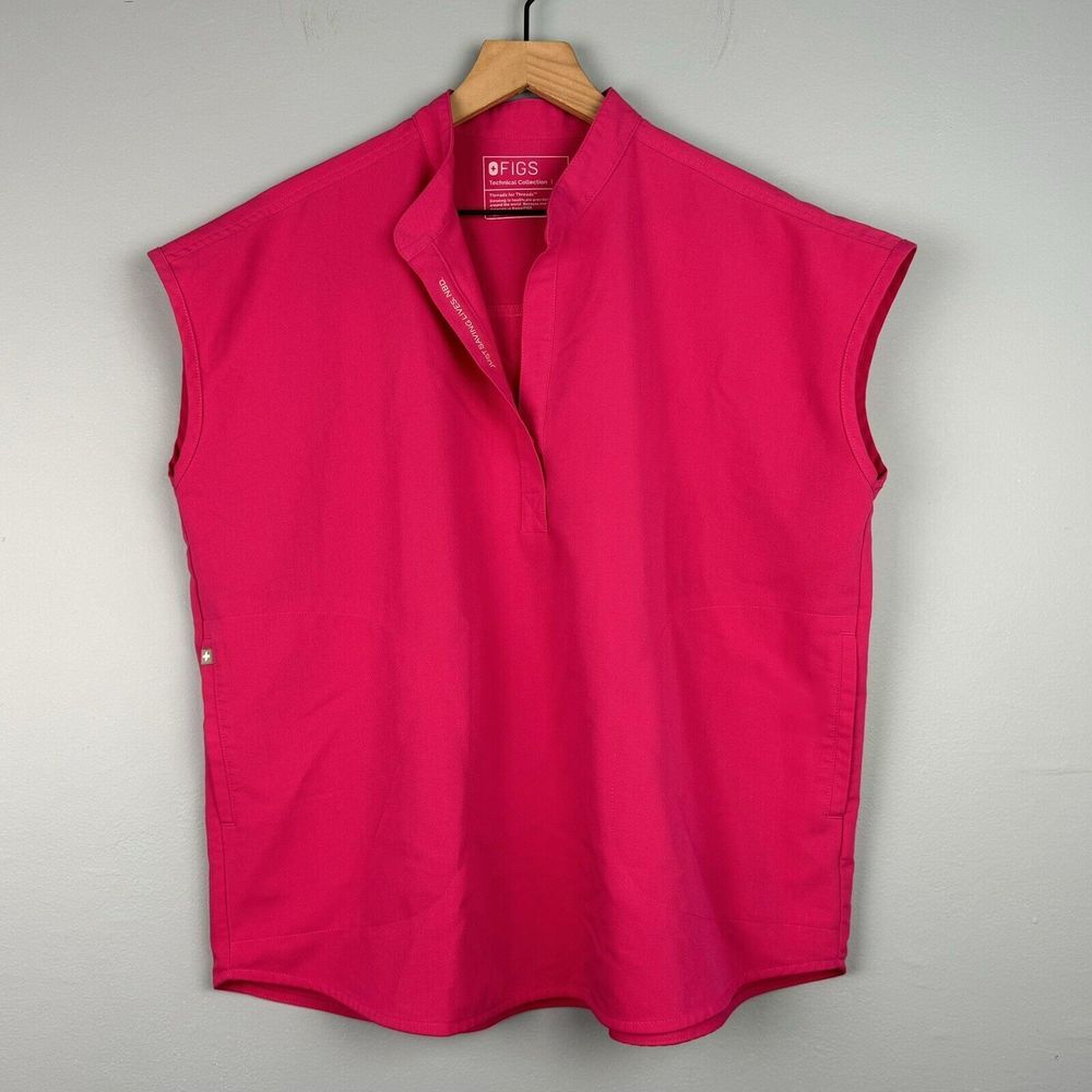 FIGS Womens Rafaela Technical Collection Scrub Top Pink Sleeveless Sz Medium .